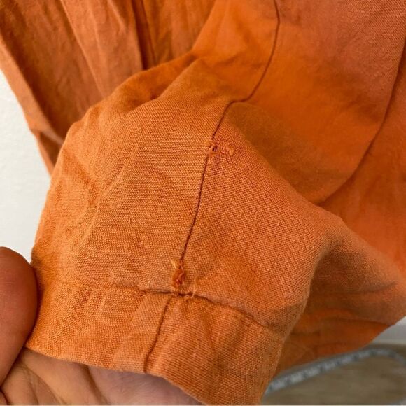 Sisstr Evolution Dessi linen lagenlook boho jumpsuit overalls wide leg orange L - Picture 9 of 14